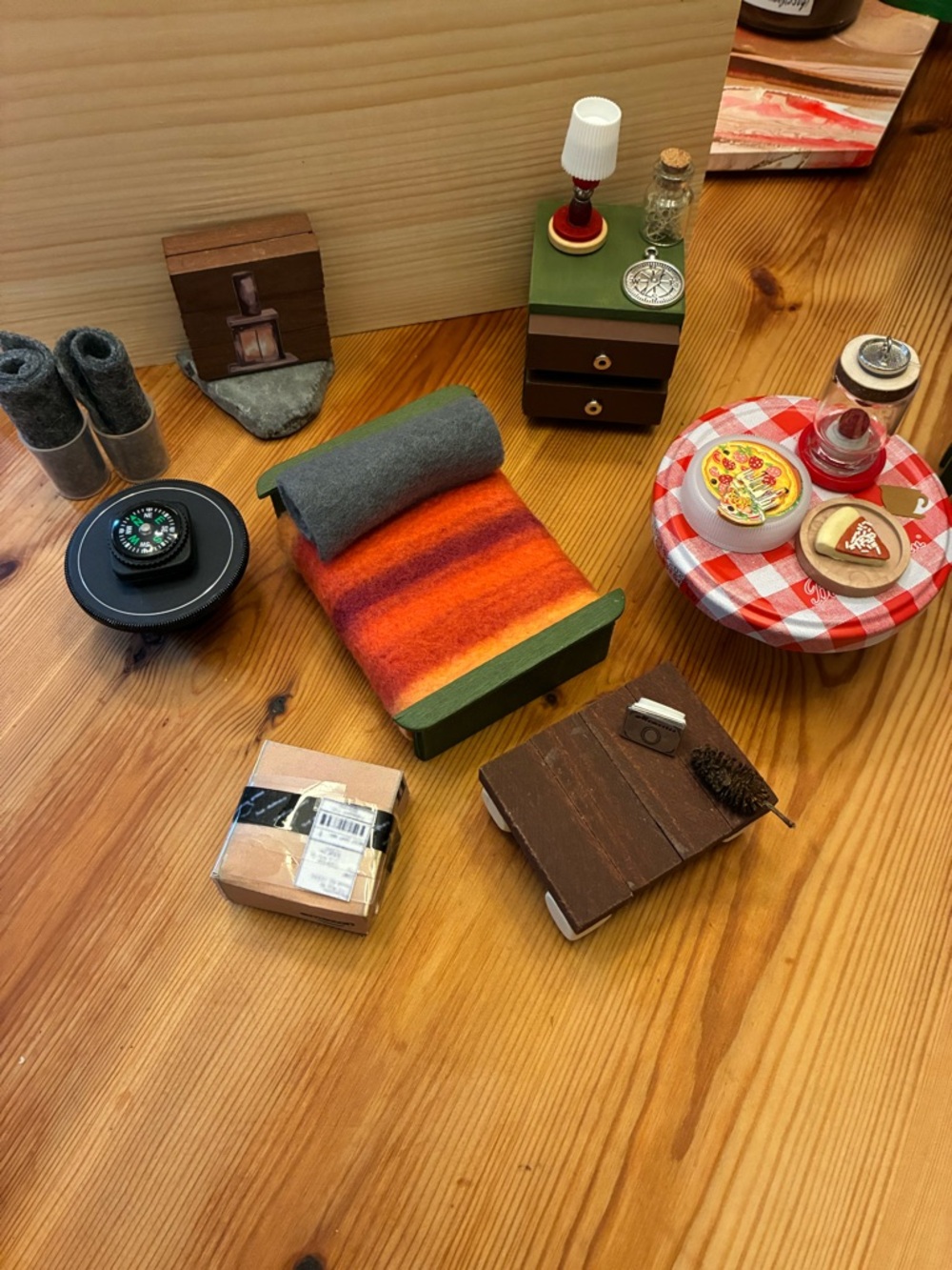 Miniature Orange & Red Striped Wool Blanket